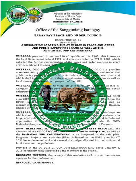 peace and order in barangay plataporma|OMNIBUS GUIDELINES FOR PEACE AND ORDER COUNCIL .